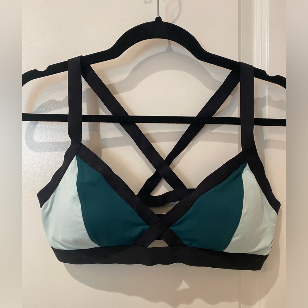 CALIA by Carrie Underwood Teal, Light Blue & Black Strappy Sports Bra